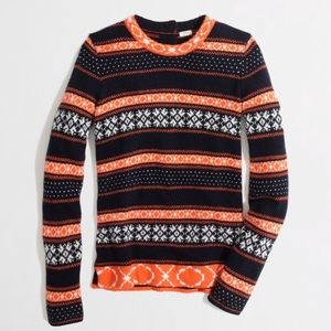 J.Crew orange and blue fair isle sweater